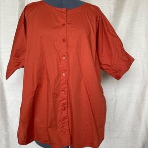 Eileen Fisher russet / ochre colored tunic with 3/4 sleeves, US M